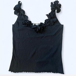 Elegant Black Ruffle Going Out Top